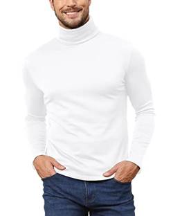 Hoefirm Herren Rollkragenpullover Rollkragenshirt Thermountershirt Rolli Rollkragen Pulli Longsleeve Langarmshirt Weiß L von Hoefirm