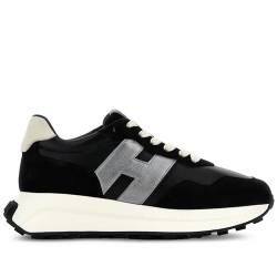 Hogan Damen-Sneaker H641 Schwarz und Silber aus Leder und Wildleder - HXW6410EH41 FQO0VB2 - Gr, Schwarz , 37 EU von Hogan