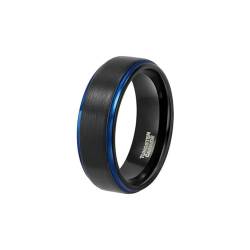 6mm 8mm Wolframkarbid Ring Klassischer Schwarz Blau-Farbe Linie Hochzeit Verlobungsring für Männer und Frauen von Hokech