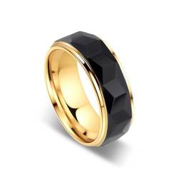 8mm Herren Wolframkarbid Ringe Gold Schwarz Diamant Schneiden Eheringe Abgeschrägte Kante von Hokech