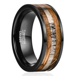 8mm schwarzes Holz Geweih Wolframkarbid Ring für Mann Schmuck von Hokech