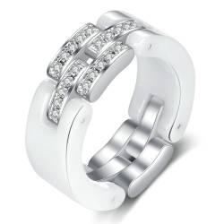 Flexible Schwarz Weiß Keramik Anneaux Ringe Schmuck Mode Kristall Hochzeit Verlobungsringe Für Frauen Party Accessoires von Hokech