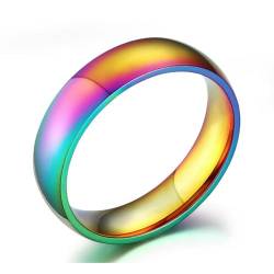 Hokech 6mm breite ringe schmuck regenbogenfarbe trauringe für frauen und männer großhandel edelstahlring von Hokech