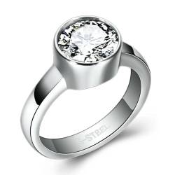 Hokech Runde AAA Zirkon Luxus Verlobungsschmuck Edelstahl Ringe Eheringe für Frauen Accessoires von Hokech