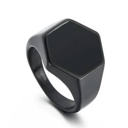 Hokech Schwarzer Sechseck-Siegelring Herren-Pinky-Ring Statement Schwarzer Onyx-Emaille-Ring Emaille-Schmuck-Geschenk für Ihn von Hokech