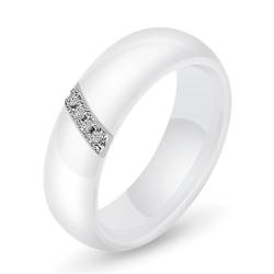 Mode Weiß Schwarze Keramik Ringe für Frauen Glatte Oberfläche Intarsien Zirkon Frauen Ring Edelstahl Hochzeit Verlobungsgeschenk von Hokech