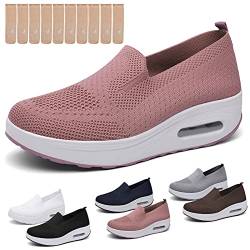 Hokuto Orthopädische Turnschuhe für Damen, 2023 New Air Cushion Arch Support Slip-On Mesh Walking Diabetic Casual Loafers Schuhe (Pink, EU 41) von HOKUTO