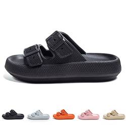 Hokuto Wolkenschuhe Damen Herren Airfoot Cloud Schlappen Cozy Slides Hausschuhe Original Damen Sommer (Schwarz, adult, women, numeric_44, numeric_range, eu_footwear_size_system, numeric_45, medium) von HOKUTO