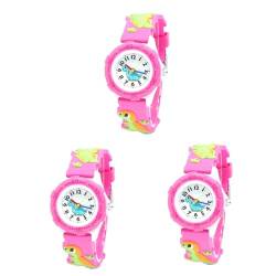 Holibanna 3St kinderuhren Mädchen sehen wasserdichte Kinderuhr Mädchen Digitaluhr Uhr für Kinder Jungs Kinder schauen zu Cartoon-Dinosaurier-Uhr Karikatur Anschauen Geschenktisch 3D Rosa von Holibanna