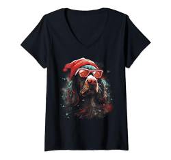 Damen Weihnachtsmütze für Hundeliebhaber, Spaniel T-Shirt mit V-Ausschnitt von Holiday 365