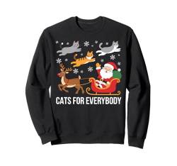 Weihnachtskatze Weihnachtsmann Rentier Schlitten Weihnachten Urlaub Sweatshirt von Holiday 365