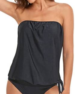 Holipick Trägerloses Tankini-Top für Damen, Bademode, Top, Bandeau-Badeanzug, Top, Blouson, Badeanzug, Top, ohne Unterteil, Schwarz, 22 Plus von Holipick