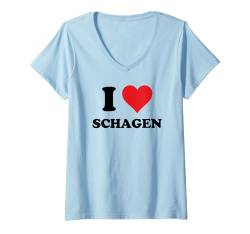 Damen I Heart Schagen Netherlands Love Dutch Souvenir T-Shirt mit V-Ausschnitt von Holland Cities Towns Tourism Merch Tees And Stuff