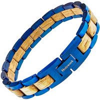 Holzwerk Edelstahlarmband CHIEMSEE Damen und Herren Holz Armband, Gliederarmband, blau, beige von Holzwerk