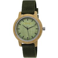 Holzwerk Quarzuhr HERFORD Damen und Herren Textil & Holz Armband Uhr, oliv grün, beige von Holzwerk