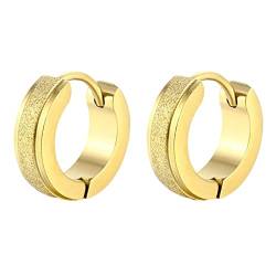 Homxi Creolen Ohrringe für Frauen,Ohrringe Edelstahl Gold Stecker Matt Hoop Creole Ohrringe Gold von Homxi