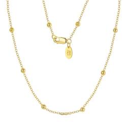 Homxi Halskette Gold Frauen,Frauen Halsketten 925 Silber 3MM Perlenkette Halskette Kette Gold von Homxi