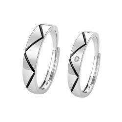 Homxi Hochzeitsringe mit Gravur,Silber Ring 925 Damen Herren,Paar Ringe Verstellbar Rund mit Zirkonia Eheringe Silber von Homxi