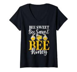 Damen Bee Sweet Bee Smart Bee Honig T-Shirt mit V-Ausschnitt von Honey Gifts