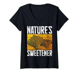 Damen Natures Süßstoff Honig T-Shirt mit V-Ausschnitt von Honey Gifts