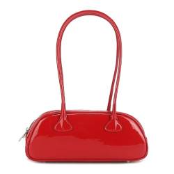 Frauen Mode Schultertasche Weiche PU Leder Handtasche Y2K Trendy Umhängetasche Geldbörse Retro Pendler Tasche Einfarbig Trendy Einkaufstasche(Red) von Hoomeast