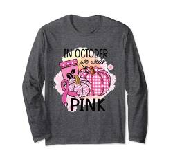 Im Oktober tragen wir rosa Brustkrebs-Bewusstseins-Kaffeebohnen Langarmshirt von Hope In Pink Apparel.USA