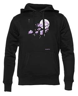 Japanische purpurrote Sakura-Kirschblüten-Blume Unisex Hoodie Herren Damen Schwarz Lange Ärmel Kapuzenpulli Men's Women's Black von Hopestly