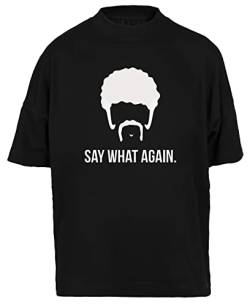 Say What Again Pulp Fiction Baggy T-Shirt Herren Damen Unisex Schwarz Bio-Baumwolle Tee Men's Black XXL von Hopestly