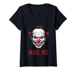 Damen Horror Clown Outfit Gruseliges Halloween Kostüm Hug Me Clown T-Shirt mit V-Ausschnitt von Horror Clown Halloween Kostüm für Jungen Mädchen