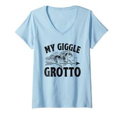 Damen My Giggle Grotto Pferdeliebhaber T-Shirt mit V-Ausschnitt von Horse Riding Horses Horseback Gifts