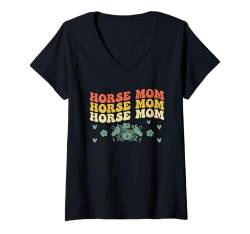 Damen Pferd: Mama, Reiten, Reitpferde T-Shirt mit V-Ausschnitt von Horse Riding Horses Horseback Gifts