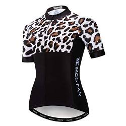 Damen Radsport Jersey Kurzarm Bike Shirt Mädchen MTB Fahrrad Kleidung Atmungsaktiv Leopard Größe M von Hotlion