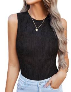 Hotouch Damen Tank Top Ärmellose Sommer Tops Rundhals Weste Basic Oberteile Casual Blusen Schwarz M von Hotouch