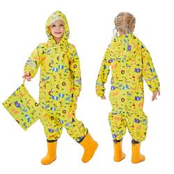 Hovkib Kinder Regenanzug Jungen Mädchen Einteiliger Regenmantel Atmungsaktiver Wasserdichter Overall Regenjacken Kleinkind Regenponcho Reißverschluss Schlammanzug 7-9 Jahre von Hovkib