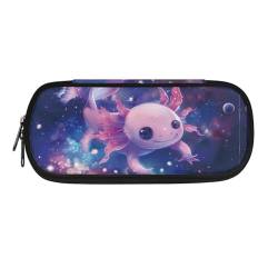 Howilath Niedliches Federmäppchen für Teenager-Mädchen und Jungen, multifunktionale Federmäppchen, Aufbewahrungstasche, Galaxy Axolotl, Taschen-Organizer von Howilath