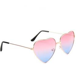 1pc herzförmige Sonnenbrille dünne Metallrahmen Sonnenbrille Transparente Süßigkeitenfarbe Gläser Chic Eyewear Fancy Gift (Gradient Blue) Herzen Party Sonnenbrille von Hperu