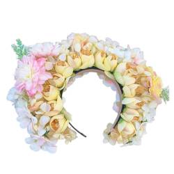 Hrtyvhin Buntes Blumen-Stirnband, Haarkranz, Hochzeit, Party, Kostüm, Kopfschmuck für Braut, Damen, modisches Haar-Accessoire von Hrtyvhin