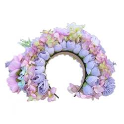 Hrtyvhin Buntes Blumen-Stirnband, Haarkranz, Hochzeit, Party, Kostüm, Kopfschmuck für Braut, Damen, modisches Haar-Accessoire von Hrtyvhin