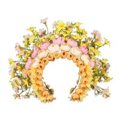 Hrtyvhin Stilvoller Blumenkranz ethnische Blumen Floral Stirnband Ornament Kopfschmuck für Festivals und Fotoshootings von Hrtyvhin