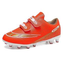 Hsnava Schuhe Fussball Herren Klettverschluss Schuhe Fußballschuhe Kinder Sportschuhe Orange FG 37EU von Hsnava