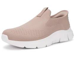 Hsyooes Slip on Sneaker Herren Damen Turnschuhe Atmungsaktiv Sportschuhe Leichte Hands Free Slip-ins,2455Rosa,40 EU von Hsyooes