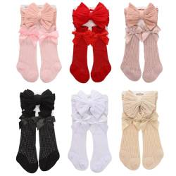 Huamengyuan Kinder baby säuglingssocken Haarbänder und Socken Unisex Baby Erstlingssöckchen Bein-und Sockenschützer Baby Mädchen Kniestrümpfe Kleinkind Kleid Socken Baby Schleife Strumpf Baumwolle von Huamengyuan