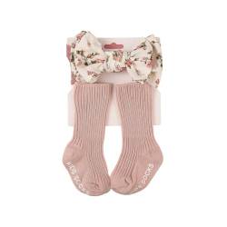 Huamengyuan Kinder baby säuglingssocken Haarbänder und Socken Unisex Baby Erstlingssöckchen Bein-und Sockenschützer für Babys Mädchen weiche Haarbänder mit Blumenmuster und gestrickte Socken von Huamengyuan