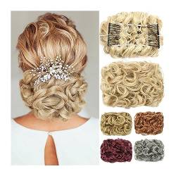 Haarteil Unordentlicher Dutt, Scrunchie-Chignon-Haarteil, synthetische Haarteile, lockige Chignon-Dutt-Verlängerungskämme in unordentlichem Dutt-Haarteil for Frauen Haarverlängerung(8) von Huangj-0527