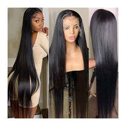 Perücken für Frauen HD Straight Lace Perücke Echthaar Lace Front Perücke 180% Brasilianisches Remy-Haar Vorgezupft 8-38" lange gerade transparente Lace Frontal Perücken für die Tägliche Party Cosplay von Huangj-0527