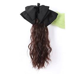 Perücken für Frauen Perücke Pferdeschwanz Schleife Haarschmuck Mädchen Greifclip Wasser Ripple Pferdeschwanz Zopf Hochwertige Perücke für die Tägliche Party Cosplay Tragen(Dark brown,Black bow) von Huangj-0527