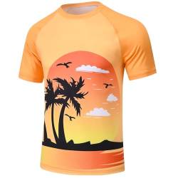 Huayuzh Uv Shirt Herren Rashguard Badeshirts UPF 50+ Schnelltrocknend Leicht Atmungsaktiv Surfen Wandern Schwimm Tshirt Sonnenuntergang XL von Huayuzh