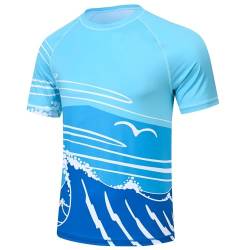 Huayuzh Uv Shirt Herren Rashguard Badeshirts UPF 50+ Schnelltrocknend Leicht Atmungsaktiv Surfen Wandern Schwimm Tshirt Surfen Meer XXXL von Huayuzh