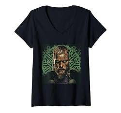 Damen Wikinger T-Shirt Krieger Odin Vikings Thor Asgard Herren T-Shirt mit V-Ausschnitt von Hugin & Munin Shop