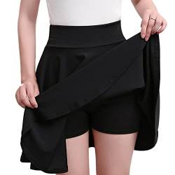 Huicai Damen Rock Falten Midirock Damen Hohe Taille Eine Linie mit Shorts Darunter von Huicai